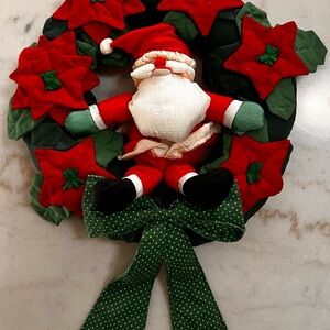 Vintage 1993 Talking/Singing Santa Claus Parachute Cloth Poinsettia Works